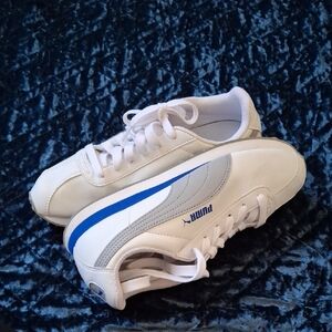 Puma Men's White and Gray Sneakers with Blue Accents